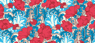 红蓝花卉图案背景
