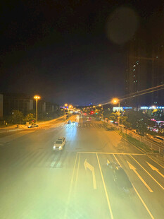 夜晚城市道路车流景象