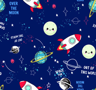 童趣宇宙主题卡通图案设计