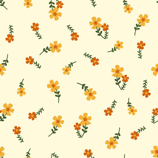 小黄花花卉无缝图案背景