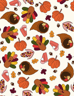 秋季感恩节元素无缝图案