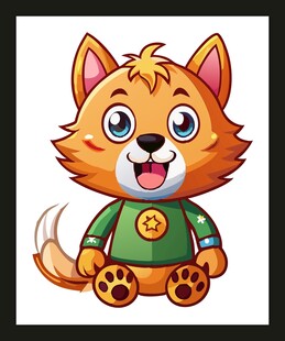 可爱卡通小猫穿绿衣