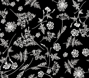 黑白花卉图案纹理背景