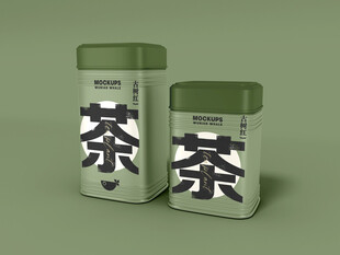 绿色茶叶罐展示