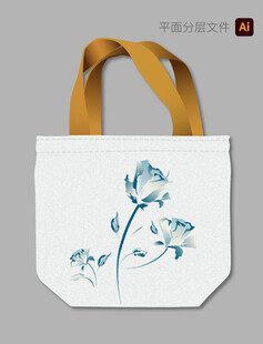 手绘蓝花帆布袋