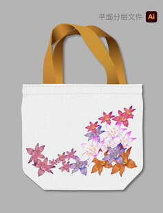 花卉图案手提帆布袋