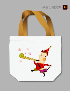 卡通精灵图案手提帆布袋
