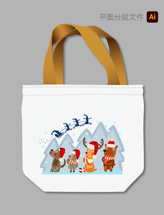 卡通动物帆布包图案设计