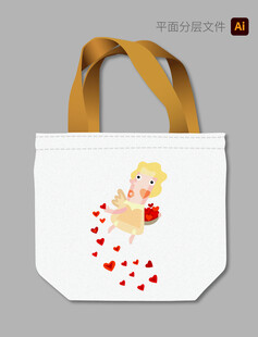 卡通女孩图案帆布袋