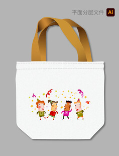 卡通人物印花帆布手提袋