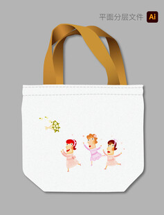 手绘卡通人物帆布手提袋