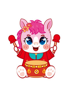 敲鼓萌马贺新春