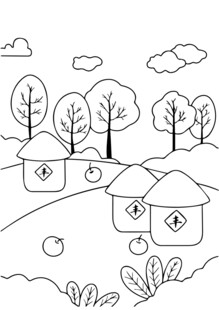 卡通风格森林小屋简笔画手抄报
