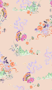 多彩花卉动物图案背景