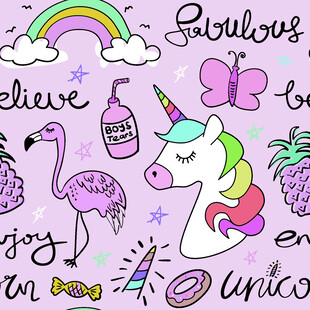 梦幻独角兽与多彩元素