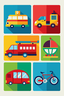 多彩交通工具图标集合