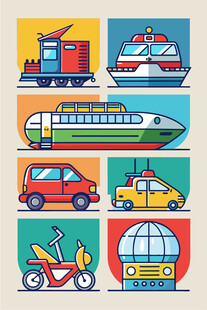 多样交通工具插画