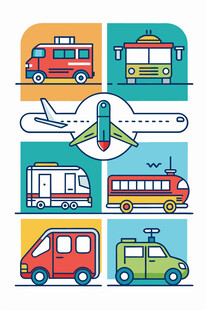 多样交通工具插画展示