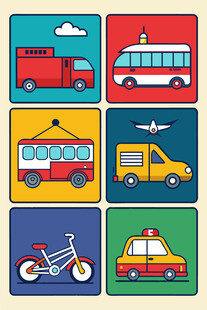 多彩交通工具图标集合