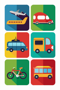 多彩交通工具图标集合