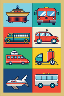 多样交通工具插画集合