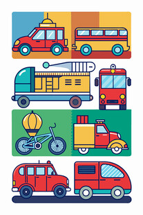 多彩交通工具插画集合