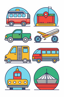 多样交通工具图标集合