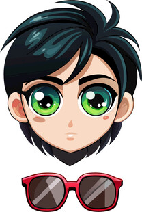 绿眼动漫少年与红框墨镜