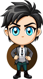 帅气卡通西装男孩形象