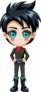 酷炫黑发动漫风卡通少年