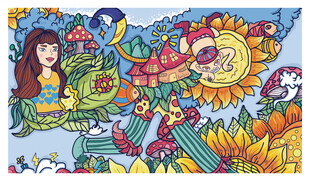 奇幻多彩卡通插画场景