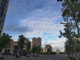 城市街道蓝天白云风景