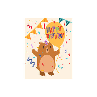 小熊生日插画