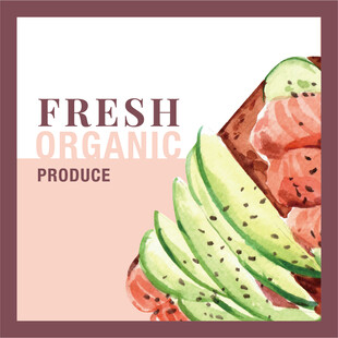 新鲜有机牛油果与三文鱼