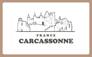 法国卡尔卡松城堡线条画