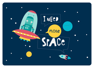 梦幻太空火箭插画