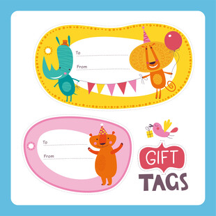 可爱动物礼品标签设计