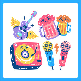多彩娱乐元素插画