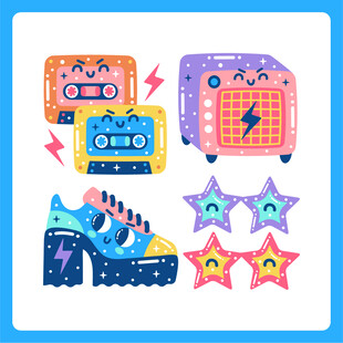 复古音乐元素插画