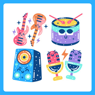 多彩音乐乐器插画