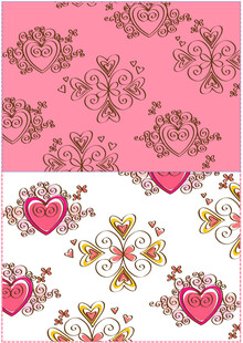 粉色爱心花卉图案设计