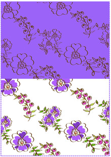 复古花卉飞鸟图案设计