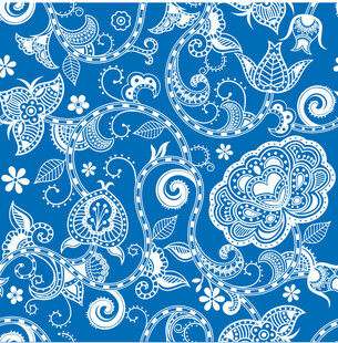 蓝底白花纹样精美图案