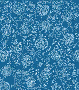 蓝色手绘风花卉无缝图案