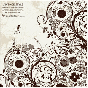 复古风格花卉装饰图案