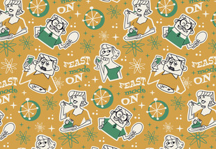 可爱猫咪图案黄色背景布