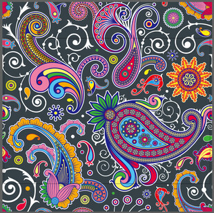 多彩佩斯利花纹图案设计