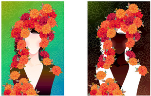 花卉装饰的人物头像