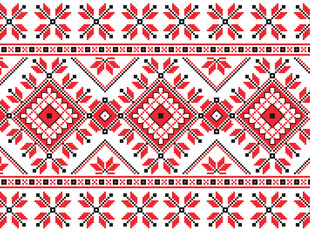 传统红白刺绣花纹图案