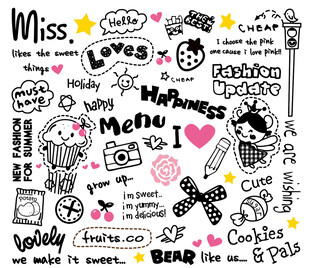 可爱手绘风卡通图案集合